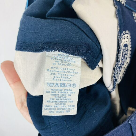 Boden Printed Bistro Shorts Paisley Blue High Waist Cotton Chino Casual Size 2 - Picture 5 of 6